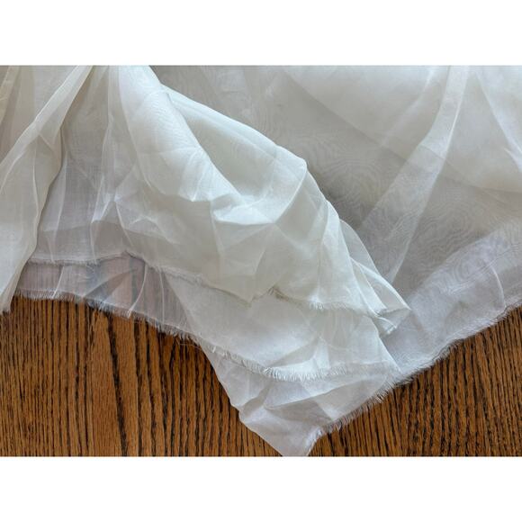 Vintage Sheer Silk Maxi Skirt Layer Ivory Ruffle Hem Boho Slip Skirt - Picture 8 of 8